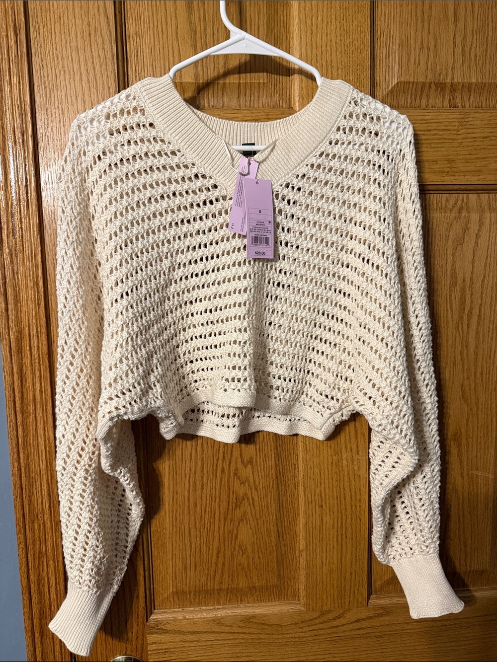 Wild Fable Crochet Knit Crop CottonSweater - NWT